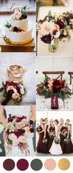 rustic burgundy and peach wedding ideas Burgundy Wedding Cake, Burgundy Wedding Colors, Colorful Weddings, Burgundy And Blush Wedding, English Project, Gold Wedding Colors, Colors Inspiration, January Wedding, Winter Wedding Colors