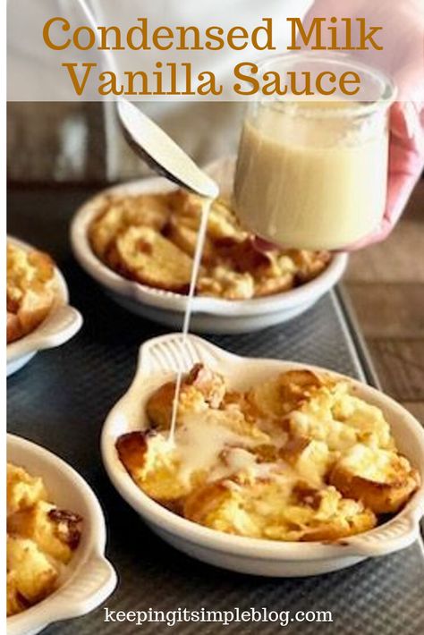 I have gotten so much great feedback about this condensed milk sauce that came from my Italian Bread Pudding recipe that I decided to make a post for it on it’s own. This sauce is very easy to make and so absolutely decadent and delicious. … Condensed Milk Dipping Sauce, Easy Vanilla Sauce Recipe, Icing For Bread Pudding, Bread Pudding With Vanilla Sauce Easy, Bread Pudding Topping Sauce, Italian Bread Pudding Recipe, Easy Vanilla Sauce For Bread Pudding, Bread Pudding Sauce With Condensed Milk, Condensed Milk Breakfast Recipes