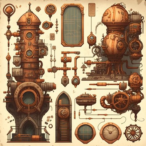 Steam Punk Landscape, Steam Punk Minecraft, Steampunk Concept Art, Steampunk Environment, Steam Punk Room, Mc Houses, Robot City, Steampunk Games, Steampunk City