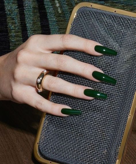 Secret Entrance, The Gel Bottle, Emerald Nails, Green Acrylic Nails, Dark Green Nails, Deep Forest Green, Dark Nails, Minimalist Nails, Deep Forest