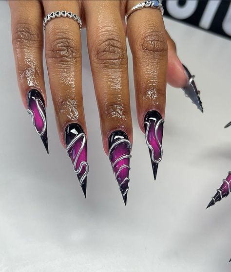 Dark Purple Nail Designs, Dark Purple Nails, Nail Appointment, Purple Nail Designs, Purple Nail, Bling Acrylic Nails, Beach Nails, Fire Nails, Purple Nails