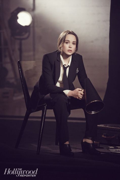 Ellen Page, Woman In Suit, Lesbian Fashion, Queer Fashion, Hollywood Reporter, Canadian Actresses, Androgynous Fashion, The Hollywood Reporter, Tomboy Fashion