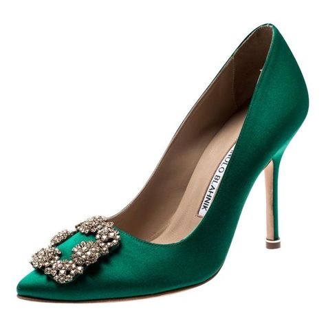 Manolo Blahnik Heels Green, Green Manolo Blahnik Shoes, Green Manolo Blahnik, Green Shoes Heels, Manolo Blahnik Green, Zanotti Heels, Manolo Blahnik Sandals, Formal Pumps, Green Pumps