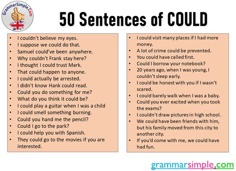 50 Sentences of Could, Examples Sentences with Could Could Sentences, Modal Verbs, Some Sentences, Mark 6, Sleep Early, English Sentences, Be Honest With Yourself, Could Play, The Pencil