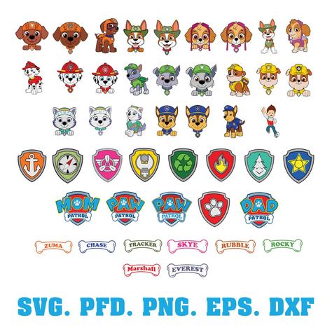 Paw Patrol Cross Stitch Patterns Free, Paw Patrol Symbols, Paw Patrol Nails, Paw Patrol Svg, Paw Patrol Logo, Vinyl Png, Paw Patrol Clipart, Paw Patrol Birthday Theme, Paw Patrol Characters