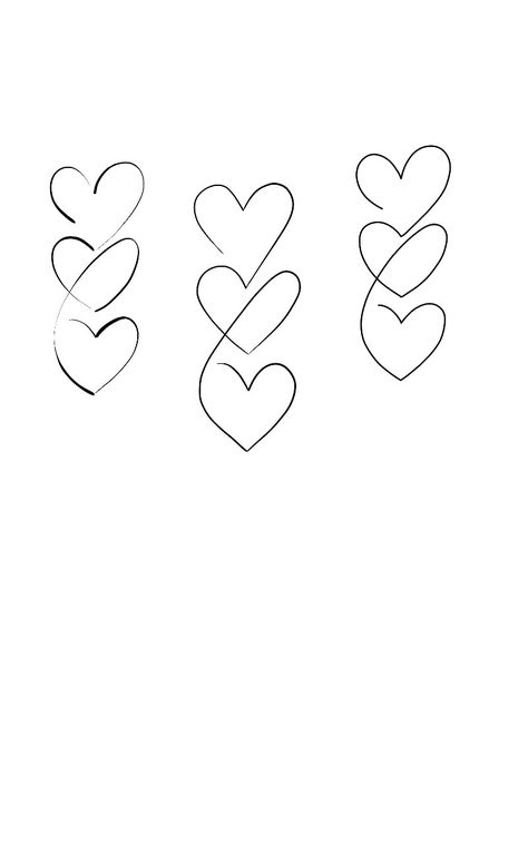 Entwined Hearts Tattoo, 3 Linked Hearts Tattoo, 3 Love Heart Tattoo, Heart Line Tattoo Design, Triple Heart Tattoos For Women, 3 Heart Tattoo Ideas, Connected Hearts Tattoo, Linked Hearts Tattoo, Feminine Tattoos Small Unique