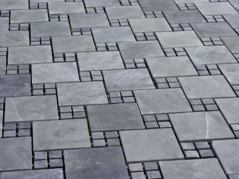 Brazil Black Slate | The CleftStone Works Stone Flooring Design, Parking Tiles Design, Kota Stone Flooring, Parking Tiles, Flooring Pattern, Pavement Design, Marble Flooring Design, Paving Pattern, Outdoor Pavers