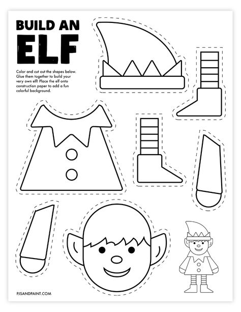 Elf Template, Elf Craft, Elf Crafts, Free Printable Crafts, Elf Activities, Christmas Worksheets, Preschool Christmas Crafts, Christmas Kindergarten, Aktivitas Montessori