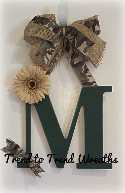 Camo Crafts, Camo Bedroom, Camo Christmas, Baby Shower Camo, Camo Stuff, Camo Baby, Wooden Letter, Family Decor, Country Crafts