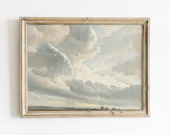 Sky Digital, Horizontal Wall Art, Grand Art Mural, Nursery Paintings, Cloud Art, Up House, Cloud Painting, Art Antique, Vintage Landscape