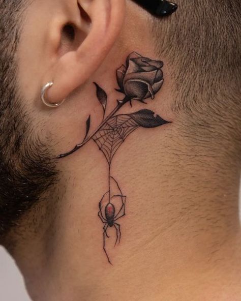 Rose Tattoo Hand, Simple Neck Tattoos, Rose Neck Tattoo, Front Neck Tattoo, Full Neck Tattoos, Neck Tattoo Ideas, Tattoos Masculinas, Butterfly Neck Tattoo, Best Neck Tattoos