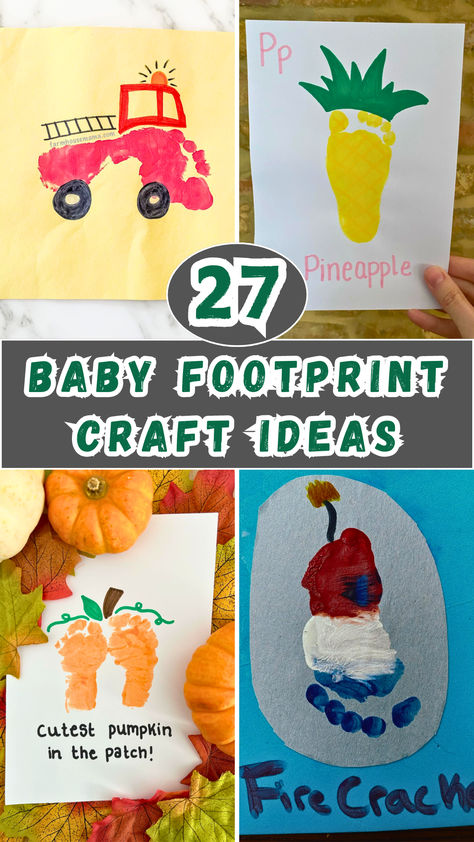 Looking for creative ways to cherish your baby’s tiny footprints? These 27 adorable baby footprint crafts are perfect for capturing precious memories! From canvas art to personalized gifts, these simple and fun ideas are a must-try for new parents. Whether you're making keepsakes for yourself or a thoughtful present for grandparents, these crafts will warm hearts for years to come. Easy to make at home, each project adds a personal touch you'll love forever! E Is For Footprint Craft, Infant Thanksgiving Crafts Footprint Art, Infant Hand Print Crafts, Red Infant Crafts, Fall Crafts For Infants Baby, Infant Handprint Crafts, August Baby Crafts, Homemade Gift From Toddler, Fall Baby Handprint Crafts