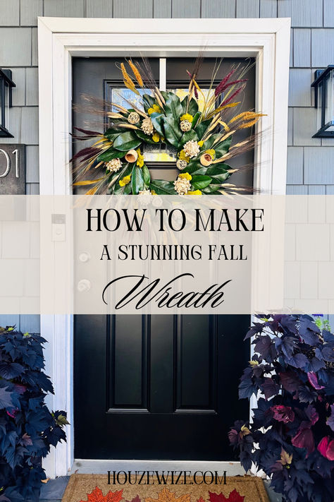 Want to make a stunning fall wreath with faux magnolia leaves to add a cozy fall vibe to your front door? Let me share a step-by-step tutorial with you on how I created this fall wreath. Magnolia Wreath, Magnolia Leaves, Fall Decorations, Cozy Fall, Fall Vibes, Fall Wreath, Magnolia, Fall Decor, Front Door