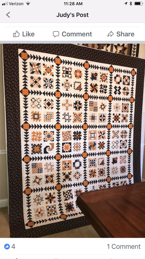 This must have a million pieces in it! Halloween Quilt Patterns, Fall Quilt Patterns, Sampler Quilts, Quilt Border, Holiday Quilts, End Of The Week, Fall Quilts, Halloween Quilts, Progress Report