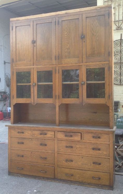 Oak Pantry Storage Cabinet - Foter Butler Pantry Cabinets, Farmhouse Pantry Cabinets, Hall Tree With Storage, Farmhouse Pantry, Credenza Vintage, Pantry Cabinets, Pantry Storage Cabinet, Pantry Cupboard, Victorian Kitchen