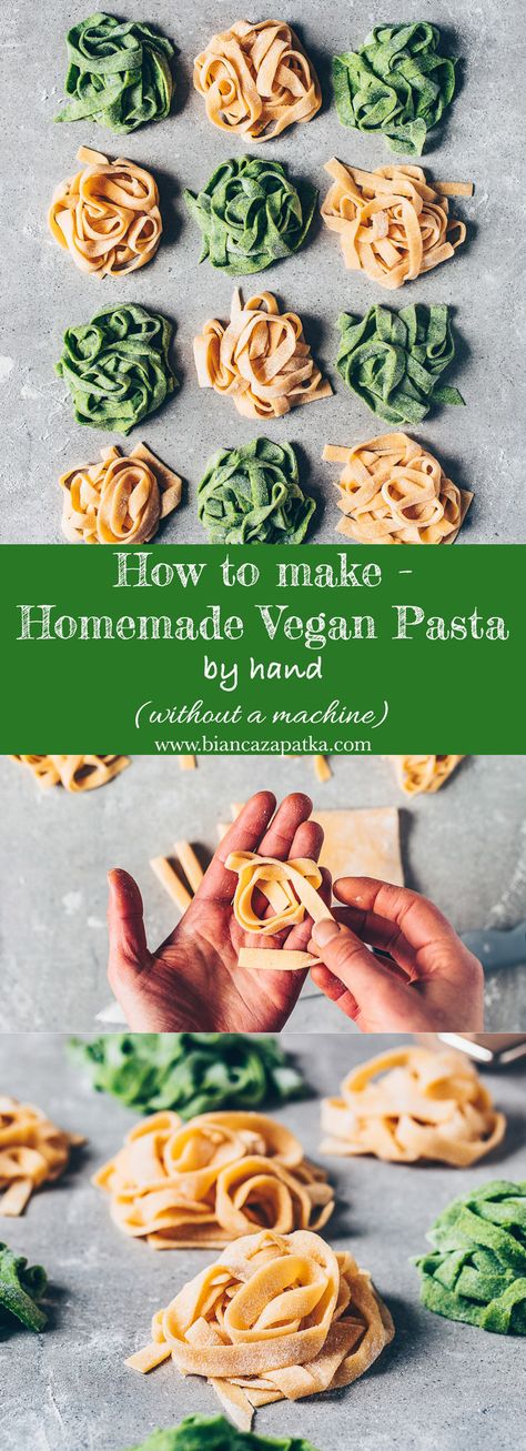 fresh pasta, homemade pasta dough, spinach noodles Pasta Without Eggs, Homemade Vegan Pasta, Eggless Pasta, Vegan Pasta Recipes Homemade, Fresh Pasta Dough Recipe, Vegan Pasta Recipe, Spinach Noodles, Easy Homemade Pasta, Homemade Pasta Dough