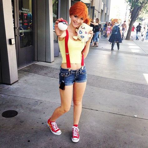 misty! Misty Pokemon Costume, Misty Costume, Pokemon Costumes Diy, Pokemon Trainer Costume, Redhead Costume, Pokemon Halloween Costume, Red Hair Halloween Costumes, Clever Costumes, Halloween Costumes For Work