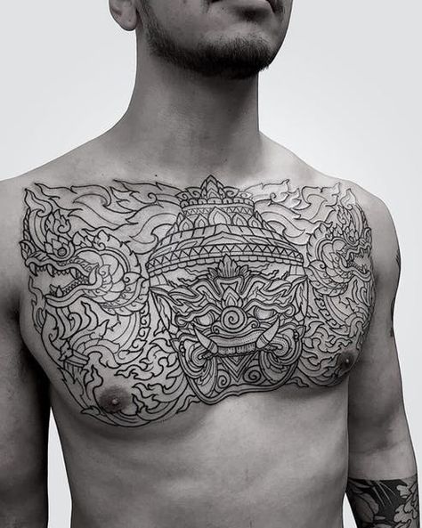 Luke Manche – Artists | Tattoodo Cambodian Tattoo, Full Chest Tattoos, Khmer Tattoo, Russian Tattoo, Buddha Tattoo Design, Thailand Tattoo, Bamboo Tattoo, Thai Tattoo, Nautical Tattoo