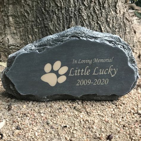 "\"🌈 Personalized Pet Memorial Stone - Handmade Resin Tribute for Your Beloved Pet 🐾\" Product Description: Craft a heartfelt tribute with our Handmade Resin Memorial Garden Stone, a lasting memorial for your cherished companion. 🌟 Pet Memorial Stone | Dog Headstone | Dog Grave Marker | Pet Loss Gift 📏 Size: Measuring 8 inches (length) x 2.5 inches (width) x 4.5 inches (height), this garden decorative stone stands as a substantial and eye-catching piece. 🎨 Customization for Free: Personalize it with your pet's name, birth year, and year of remembrance. Engraved with a sympathetic poem, \"Our truest love is always in our hearts, in loving memory of.\" 🌹 Memorial Stone for Loved Ones: Share this beautiful tribute with family, friends, or anyone who has lost a beloved companion. Express Dog Headstone, Animal Pattern Design, Dog Grave Marker, Pet Memorial Picture Frame, Dog Memorial Stone, Memorial Garden Stones, Pet Memorial Stones, Pet Grave Markers, Dog Garden