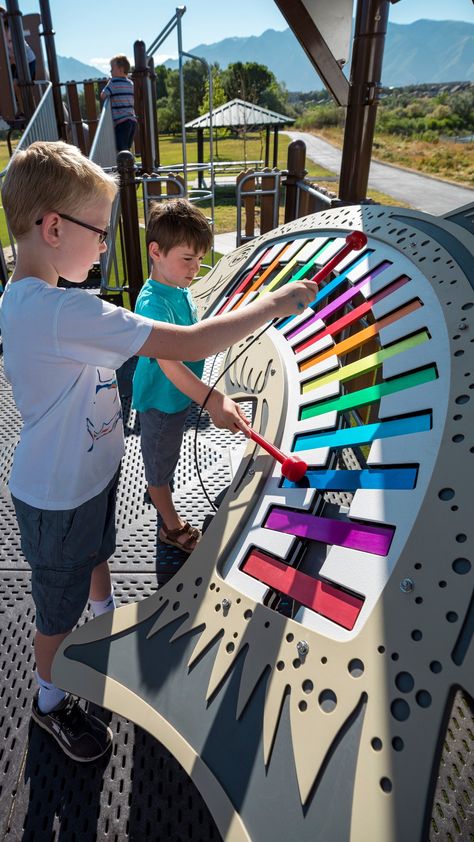 Children of all abilities can experience the joy and benefits of making music with Concerto! 🎶 From congas to chimes, explore this musical equipment today. Outdoor Instruments, Preschool Playground Equipment, School Playground Design, Playground Equipment For Schools, Outdoor Musical Instruments, Ultimate Playground, Playground Activities, Preschool Playground, Classroom Awards