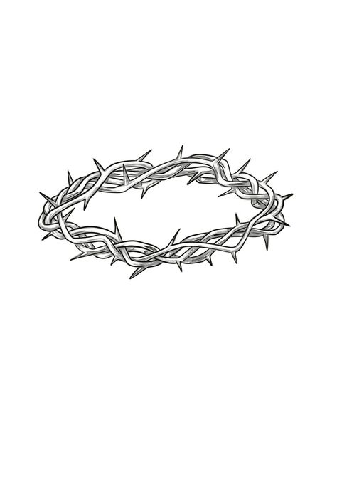 Thorne Crown Tattoo, Crown Of Thorns Tattoo Women, Crown Of Thorns Tattoo Design, Jesus Crown Tattoo, Jesus Crown Of Thorns Tattoo, Crown Of Thorns Drawing, Thorn Crown Tattoo, Crown Of Thorns Tattoo, Unique Cross Tattoos