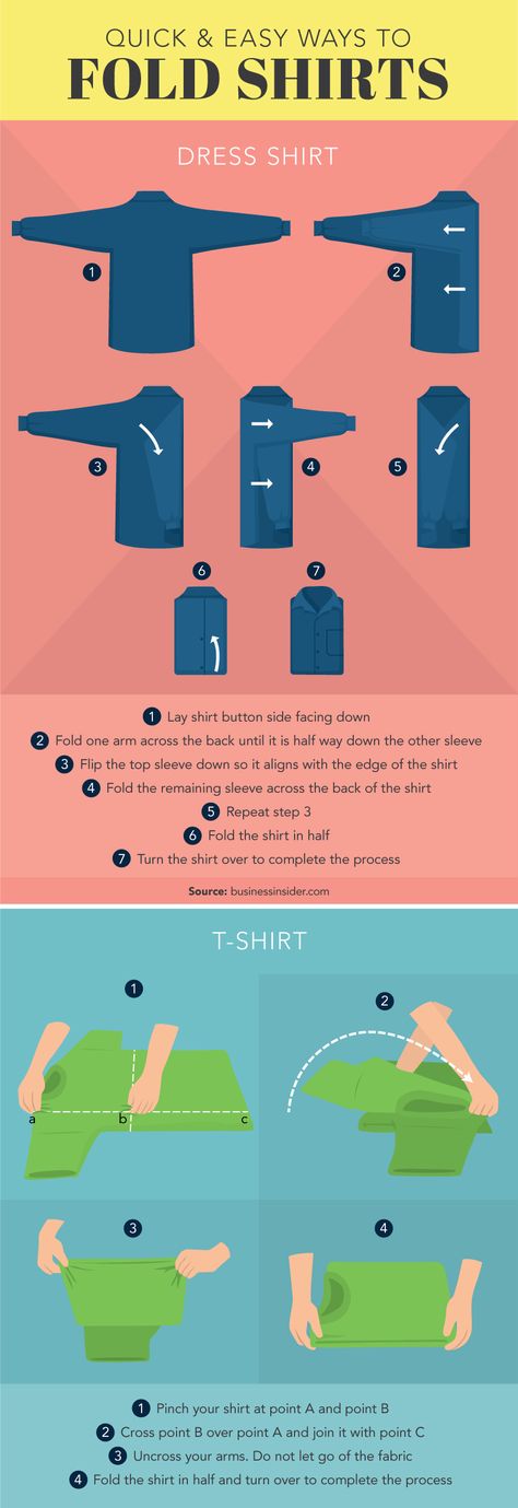 Quick and Easy Ways to Fold Shirts  https://www.fix.com/blog/tips-for-organizing-your-closet/ How To Fold Blouses For Travel, Folding Shirt Board, Diy Folding Clothes Board, How To Fold Tshirts For Travelling, Wear Heels Comfortably, Fold Shirts, How To Military Fold Clothes, Put Together Outfits, Shirt Organization