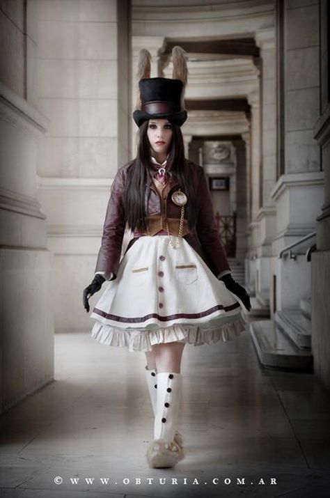 Alice Madness Returns_Late but lucky by florrrr on DeviantArt Salem Costumes, March Hare Costume, White Rabbit Costumes, King Neptune, Wonderland Cosplay, Alice In Wonderland Outfit, Alice In Wonderland Rabbit, American Mcgee’s Alice, Halloweenský Makeup