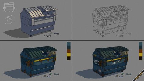 ArtStation - Dumpster concept, Kresimir Pernek Dumpster Reference, Dumpsters, Sketchbook Drawings, Graffiti Drawing, Urban Design, Black Top, Decorative Boxes, Graffiti, Sketch Book