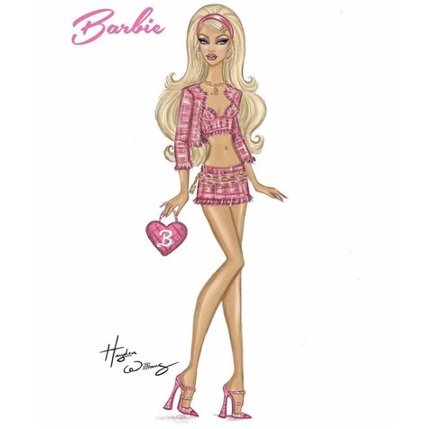 Fashion Sketches Wallpaper, Nikki Barbie, Dress Illustration Design, Tired Of Pretending, Pink Looks, Barbie Fashion Sketches, Barbie Drawing, Barbie Summer, Hayden Williams