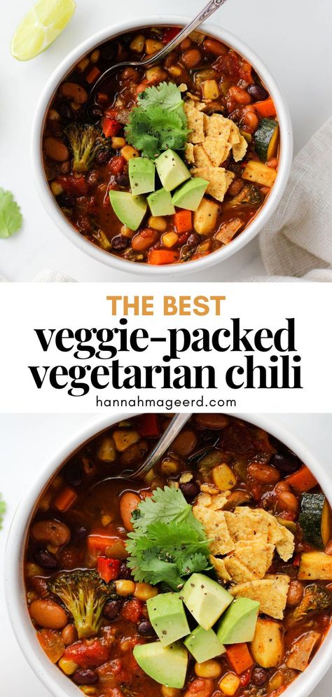 Vege Chili Recipe, Vegetarian Chili With Zucchini, Best Veggie Chili Recipe, Vegetarian Chili Stovetop, Not Spicy Chili Recipe, High Protein Vegetarian Soup Recipes, Veggie Chili Recipe Crockpot, High Protein Vegetarian Soup, Veg Chili Recipe