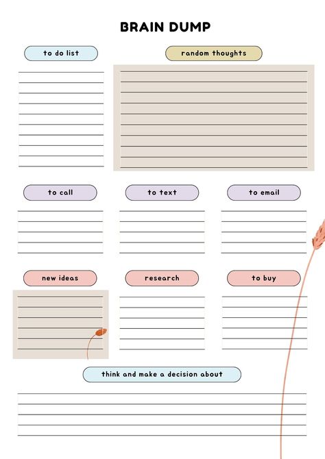 help your self to organize daily basic with this brain dump journal. save it for late 💫    #journal #braindump #selfhelp #planner #organize #dailytodolist Daily White Board Ideas, Braindump Template, Journal Planner Ideas, Brain Dump Journal, Ipad Templates, Dump Journal, Daily Planner Printables Free, Study Planner Printable, Writing Therapy