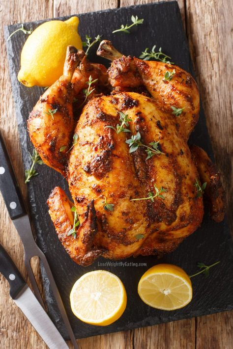 Perfect Roasted Whole Chicken Recipe {Plus Zero Calorie Chicken Rub} Whole Chicken In Oven, Crockpot Rotisserie Chicken, Chicken In Oven, Polenta Fritta, Rotisserie Chicken Seasoning, Whole Baked Chicken, Braised Chicken Breast, Whole Chicken Recipes, Whole Roasted Chicken