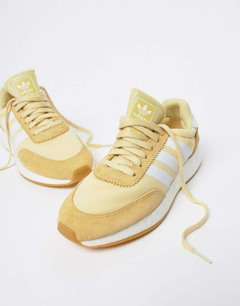 adidas Originals I-5923 Sneakers In Yellow Sneaker Outfits, Shoes Yellow, Strappy Sandals Flat, Studded Heels, Adidas Sneaker, Yellow Shoes, Yellow And Pink, 가을 패션, Leather Shoes Woman