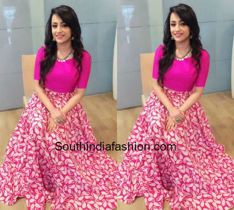 Trisha Krishnan in Long Skirt and Crop Top photo Skirt And Crop Top Indian, Crop Top Indian, Top Lehenga, Long Skirt And Top, Skirt And Crop Top, Trisha Krishnan, Indian Pink, Indian Lehenga Choli, Crop Top And Skirt