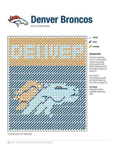 Denver Broncos TBC 2/2 Nfl Crafts, Canvas Door Hanger, Team Crafts, Nfl Logos, Football Crafts, Needlepoint Ideas, Football Logos, Plastic Canvas Books, Kleenex Box Cover