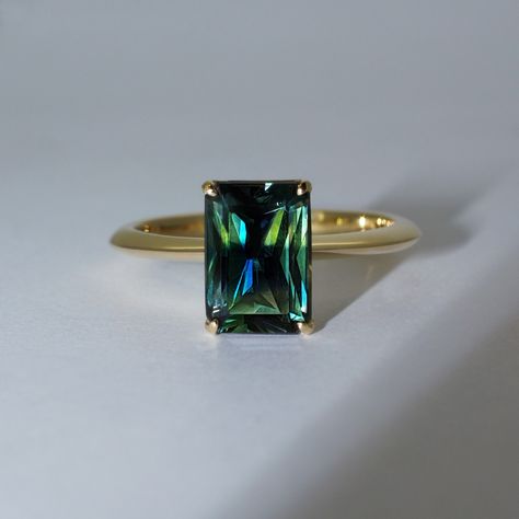 Australian Green Sapphire Ring, Teal Green Sapphire Engagement Ring, Coloured Wedding Rings, Engagement Rings Green Sapphire, Blue Green Engagement Ring, Australian Sapphire Engagement Ring, Sapphire And Emerald Ring, Parti Sapphire Ring, Green Sapphire Ring Engagement