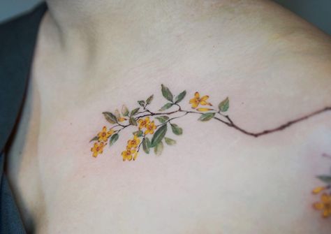 Yellow Jasmine Tattoo, Yellow Jessamine Tattoo, Jessamine Tattoo, Porcelain Tattoo, Yellow Jessamine, Yellow Jasmine, Jasmine Tattoo, Tattoo Ideas, Porcelain