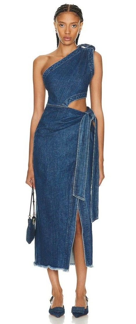 Vestidos Jeans, Chic Dress Classy, Casual Glam, Classy Casual Outfits, Jonathan Simkhai, Patch Work, Design Layout, Denim Outfit, Chic Dress