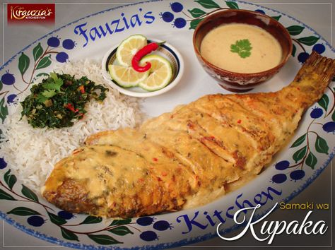 Samaki wa Kupaka (Grilled Fish in Coconut Sauce) - Fauzia’s Kitchen Fun Fish Tacos Tilapia, Kenyan Food, Coconut Fish, Rice Side Dish Recipes, Rice Side Dishes, Coconut Sauce, Kitchen Fun, Fish Curry, Dinner Entrees