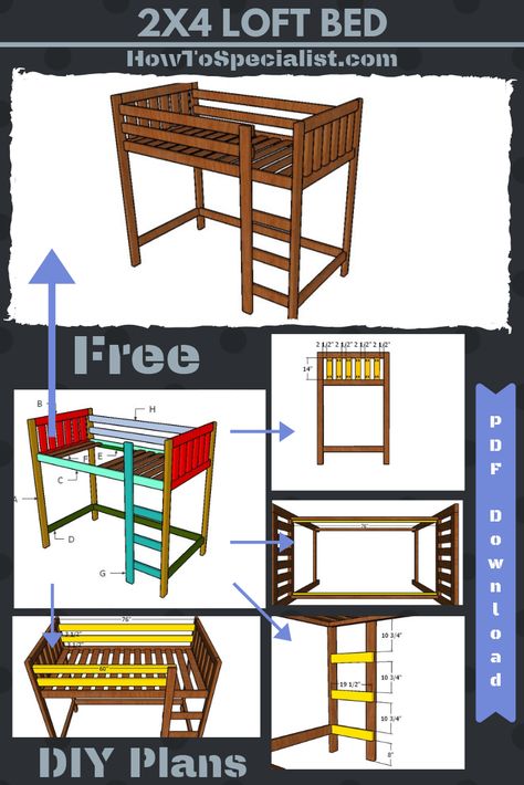 Diy L Shaped Loft Bed Plans, Twin Loft Bed Plans Free, Cheap Easy Diy Loft Bed, Diy Junior Loft Bed, 2x4 Loft Bed Diy, Diy Full Size Loft Bed Plans Free, How To Make Loft Bed, Loft Bed Diy Plans How To Build, Loft Bed Design Ideas