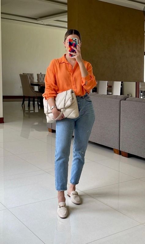 Orange Shirt Outfit, Look Work, Outfits Con Jeans, Best Winter Outfits, Business Casual Outfits For Work, Office Outfit, Casual Day Outfits, Classy Casual Outfits, Stylish Work Outfits