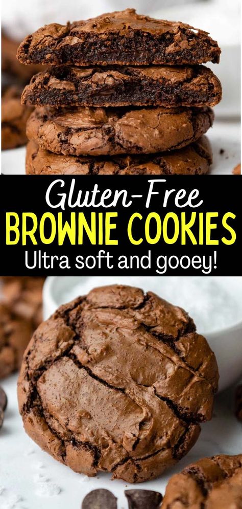 Fudgiest Gluten-Free Brownie Cookies (Extra Easy) Easy Gluten Free Desserts, Gluten Free Cookie Recipes, Gluten Free Brownies, Gluten Free Sweet, Gluten Free Desserts Recipes, Gluten Free Sweets, Gluten Free Dairy Free Recipes, Dairy Free Dessert, Gluten Free Treats