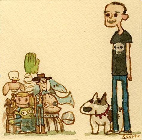 Toy Story: Sid & Friends by Scott C Scott C Drawing, Scott Campbell Movie Art, Scottc Drawings Movies, Scott C Drawings, Scottc Drawings, Scott C Art, Scott C Movie Art, Movie Doodles, Scott Campbell Art