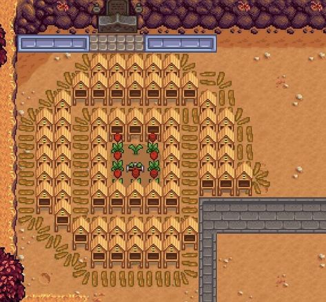 Beehive Layout Stardew Valley, Stardew Crop Layout, Stardew Valley Bee House, Stardew Beehive, Stardew Beehive Layout, Stardew Valley Beehive, Stardew Valley Beehive Layout, Stardew Guide, Stardew Ideas