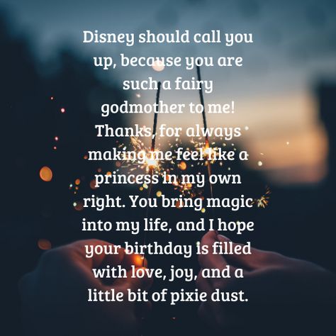 Disney Birthday Wishes, Happy Birthday Auntie, Bday Wishes, Birthday Wish, Disney Birthday, Fairy Godmother, Always And Forever, Godmother, Birthday Wishes