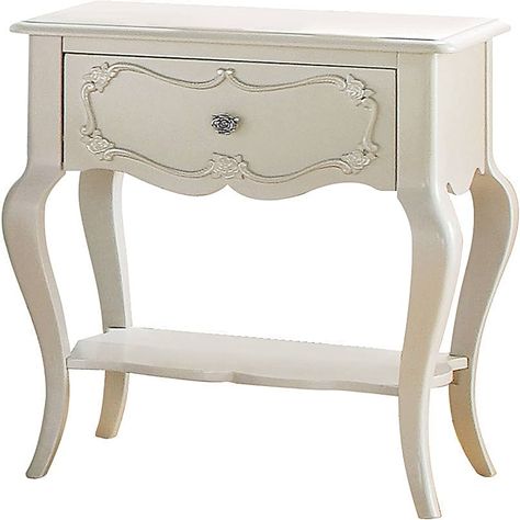 Amazon.com: Acme Edalene 1-Drawer Wooden Nightstand with Bottom Shelf in Pearl White : Home & Kitchen Nightstand Large, Girls Dream Bedroom, White Jewelry Armoire, Tufted Bed, Kids Nightstand, Wooden Nightstand, Bedroom Panel, White Nightstand, Acme Furniture