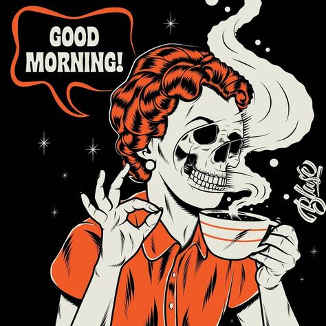 Sup fam 👌 . . . #blase #thisisblase #skull #coffee #vintage #retro #surrealism #surreal #vector #illustration #goodmorning #bomdia #weird… Retro Surrealism, Spooky Coffee, Skull Coffee, Coffee Shop Branding, Coffee Vintage, Beautiful Morning Quotes, Coffee Images, Coffee Painting, Coffee Illustration