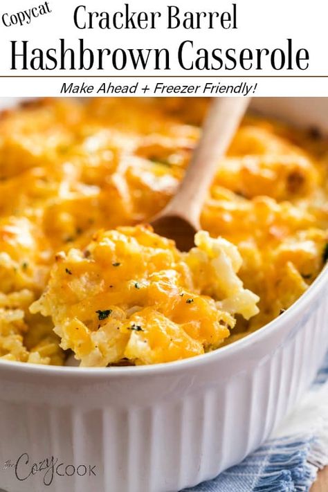 Cracker Barrel Hashbrown, Freeze Leftovers, Cracker Barrel Hashbrown Casserole, Cracker Barrel Recipes, The Cozy Cook, Tartiflette Recipe, Hashbrown Casserole Recipe, Cozy Cook, Cheesy Hashbrown Casserole