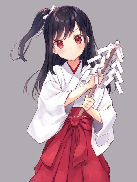 Shrine Maiden, Comics Anime, Anime Kimono, Moe Anime, 영감을 주는 캐릭터, Red Eyes, Kawaii Girl, Anime Artwork, Anime Movies