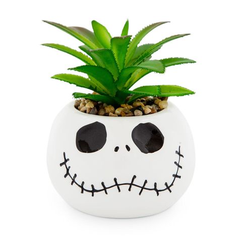 Jack Skellington Head, Small Ceramic Planter, The Nightmare Before Christmas Jack, Christmas Jack Skellington, Small Flower Pots, Nightmare Before Christmas Jack, Small Potted Plants, Plastic Design, Faux Succulents